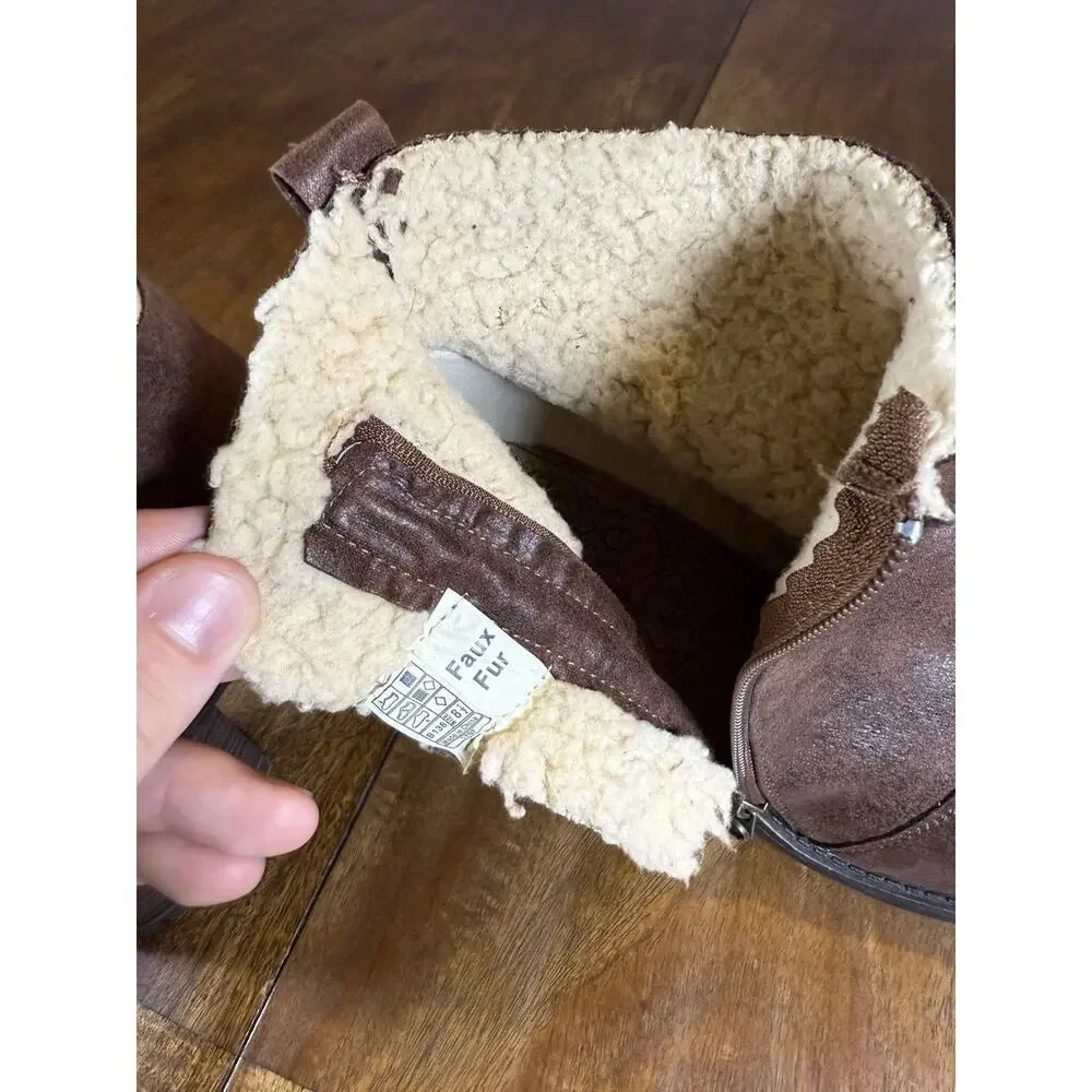 Blowfish Malibu Bootie Boots Faux Fur Zipper Cottage Brown Model 1707 Size 8.5 - Picture 7 of 14
